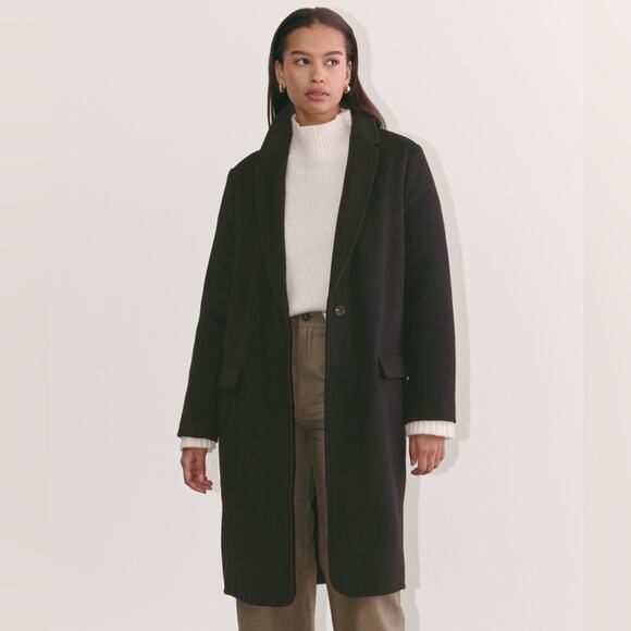 Everlane The Topcoat ReWool Black Overcoat - Picture 1 of 11